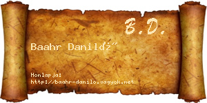 Baahr Daniló névjegykártya